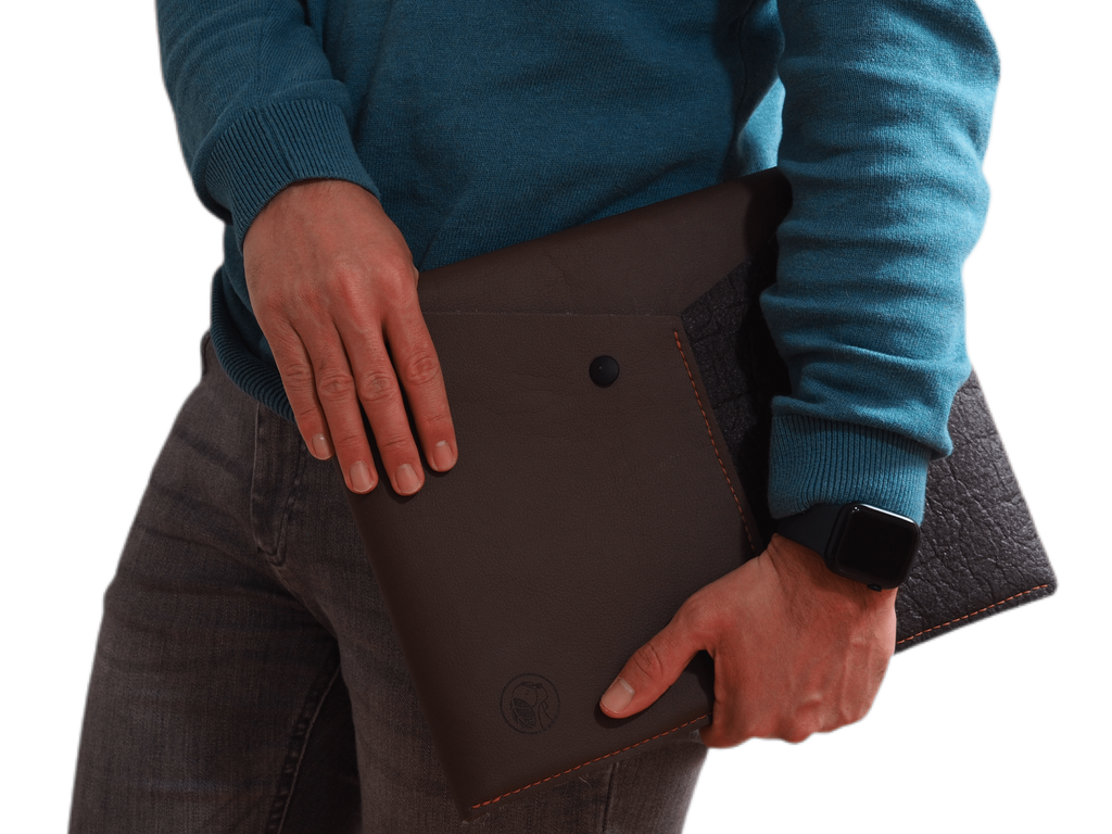 Double Sleeve Vegan Hemp Laptop Case | Black, L - 8000kicks Bags