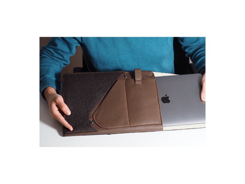 Double Sleeve Vegan Hemp Laptop Case | Black, L - 8000kicks Bags